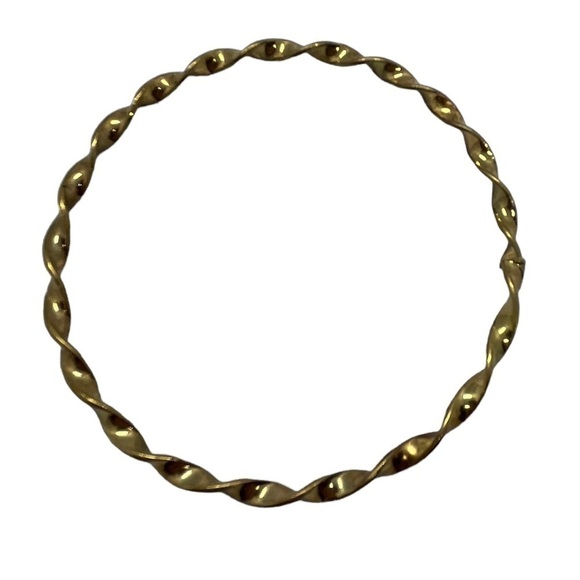 𝅺VINTAGE Bangle Bracelet Twisted Wavy Gold Tone Patina - Picture 1 of 4